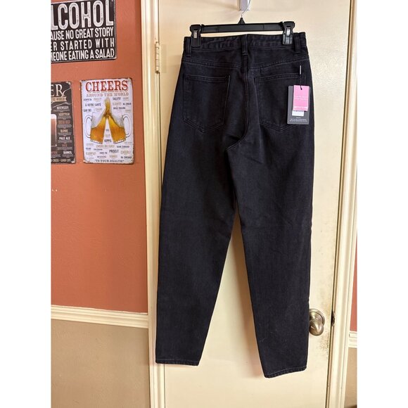 PrettyLittleThing Washed Black Ripped High-Waisted Mom Jeans UK 10 - Picture 7 of 12